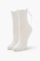 Lace-Up Ribbed Crew Socks