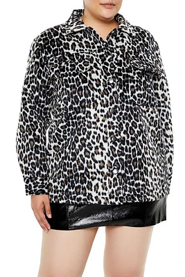 Plus Faux Suede Leopard Shacket