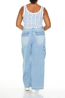 Plus Wide-Leg Cargo Jeans