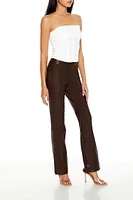 Faux Leather Split-Hem Flare Pants