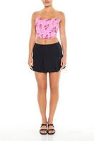 Ruffle Rose Print Cropped Cami