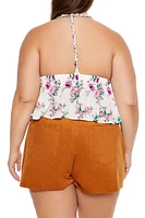 Plus Floral Print T-Back Cami