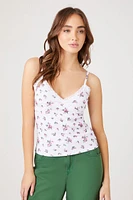 Floral Print Lace-Trim Cami