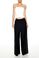 Piped-Trim Wide-Leg Pants