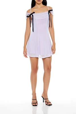 Bow Open-Shoulder Mini Dress