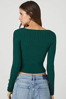 Sweater-Knit Scoop-Neck Crop Top