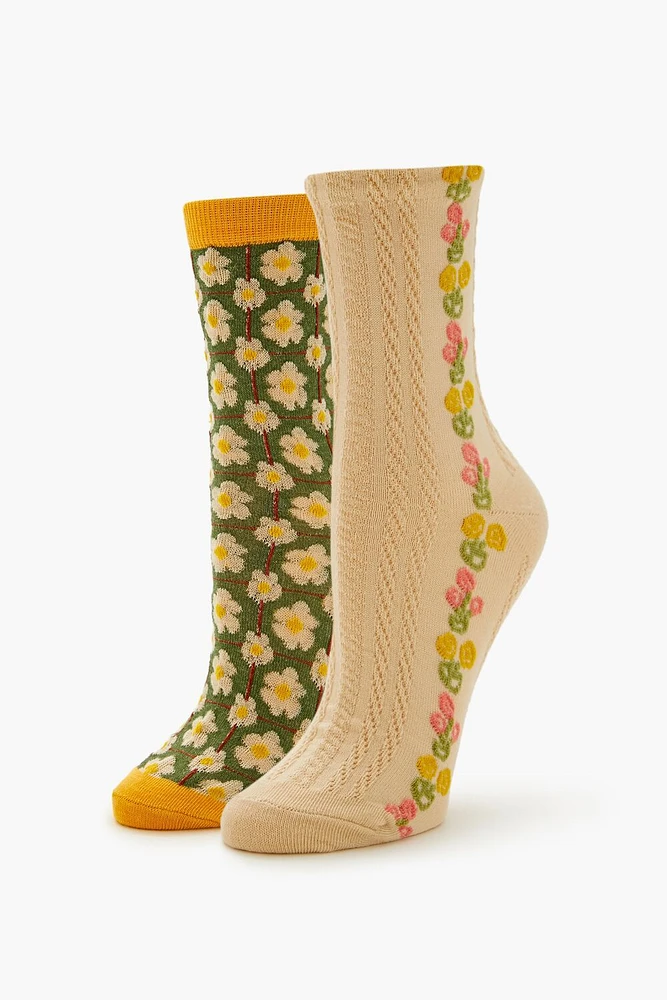 Floral Crew Sock Set - 2 pack