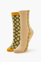 Floral Crew Sock Set - 2 pack