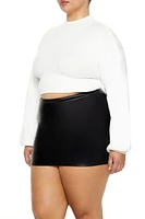 Plus Cropped Rib-Knit Sweater