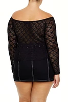 Plus Split-Hem Lace Top