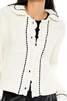 Stitched-Trim Cardigan Sweater