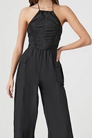 Ruched Halter Wide-Leg Jumpsuit