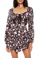 Tiered Floral Tie-Back Mini Dress