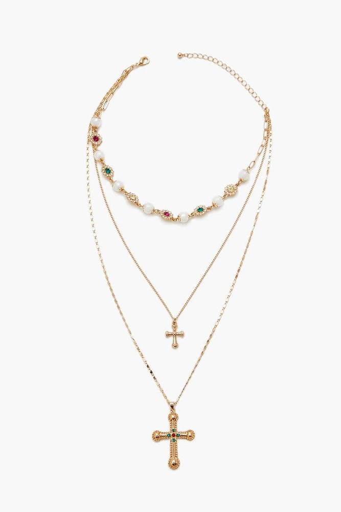 Layered Cross Pendant Necklace