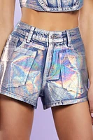 Iridescent Denim Shorts