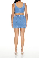 Cutout Denim Mini Tank Dress