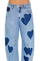 Heart Patch Baggy Barrel Jeans