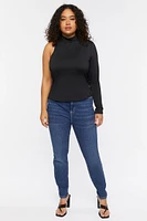 Plus One-Sleeve Cutout Top