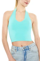 Sweater-Knit Halter Crop Top