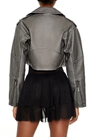 Cropped Faux Leather Moto Jacket