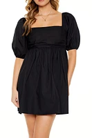 Puff-Sleeve Babydoll Mini Dress