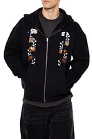 Embroidered Floral Zip-Up Hoodie