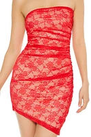 Asymmetrical Lace Mini Tube Dress