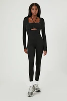 Active Halter Long-Sleeve Jumpsuit