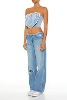 Frayed Low-Rise Baggy Jeans