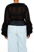 Plus Chiffon Ruffle-Trim Top