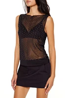 Mesh Rhinestone Sleeveless Top