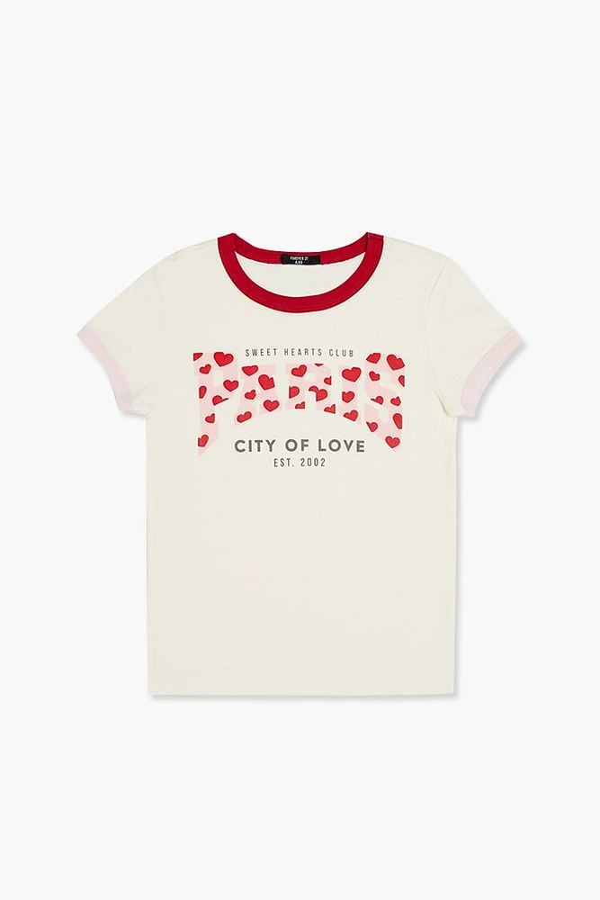 Girls Paris Love Ringer Tee (Kids)