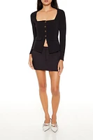 Button-Front Split-Hem Top