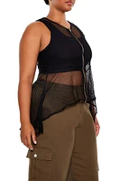 Plus Zip-Up Mesh Tank Top