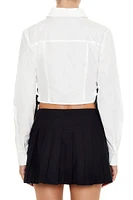 Lace-Up Ribbon Cropped Shirt