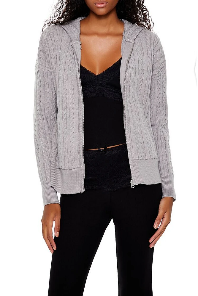 Cable Knit Zip-Up Hoodie
