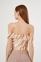 Marble Print Open-Shoulder Top