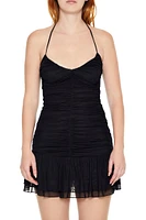 Ruched Flounce Halter Mini Dress