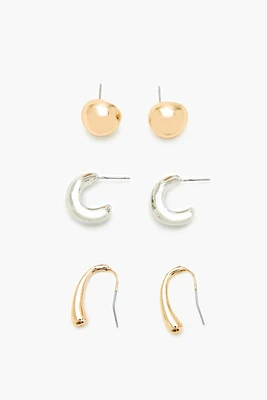 Stud & Geo Hoop Earring Set