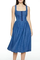 Denim Corset A-Line Midi Dress