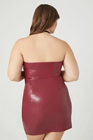 Plus Faux Leather Mini Tube Dress