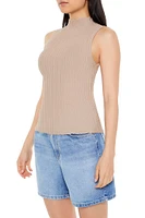 Ribbed Sleeveless Mock Neck Top