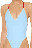 Contrast Crisscross Monokini One-Piece Swimsuit