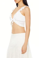 Plunging Lace-Trim Crop Top