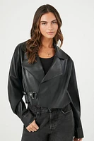 Cropped Faux Leather Jacket