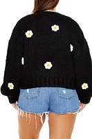 Plus Floral Cardigan Sweater