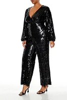 Plus Sequin Wide-Leg Jumpsuit