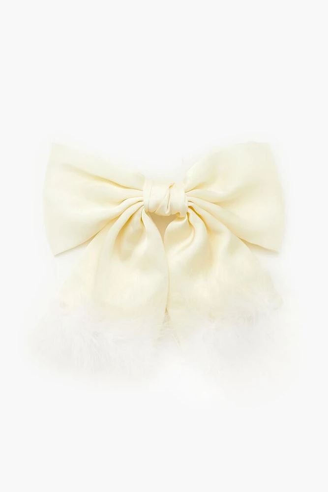 Faux Feather Bow Hair Barrette