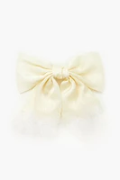 Faux Feather Bow Hair Barrette