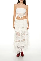 Lace V-Hem Tube Crop Top